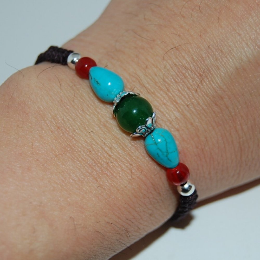 Turquoise Bracelet,Jade Bracelet,Drawstring Style Bracelet,Good Luck Bracelet